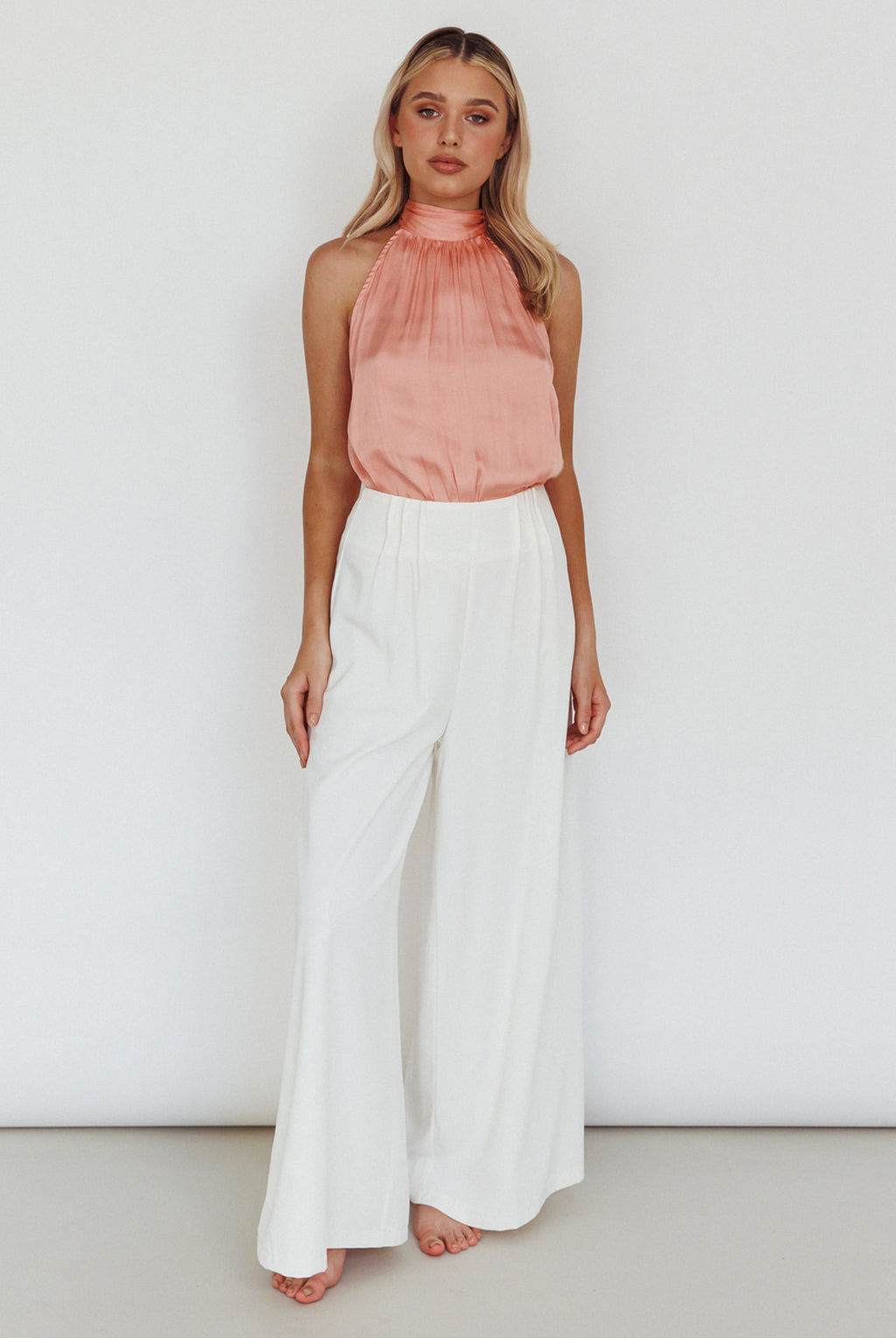 Calisto Sleeveless Tied Neck Top Rose by Selfie Leslie