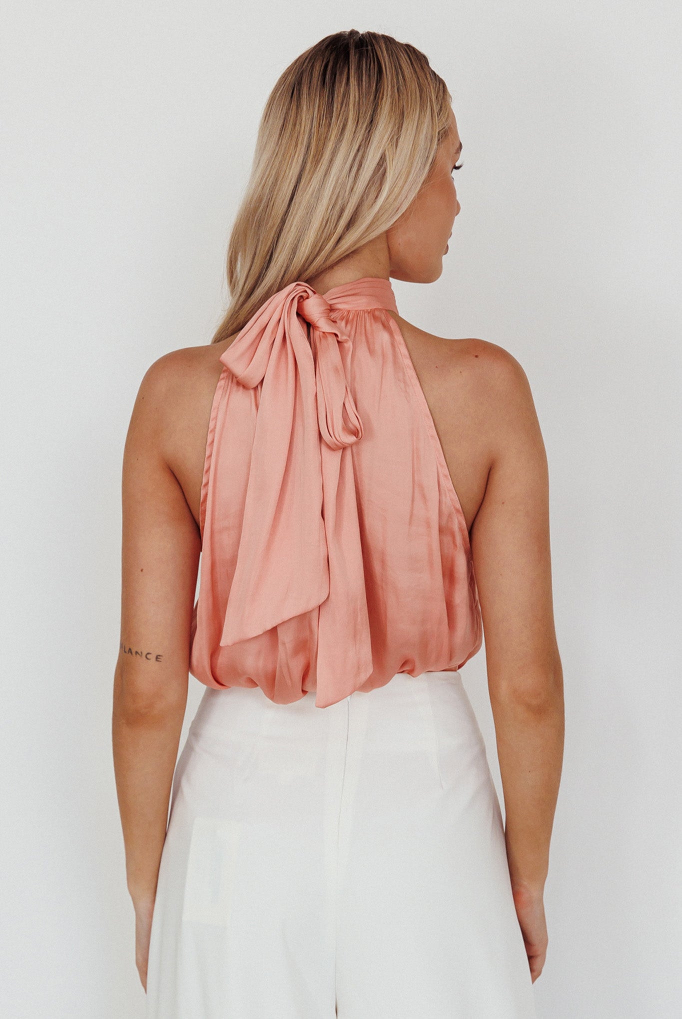 Calisto Sleeveless Tied Neck Top Rose by Selfie Leslie