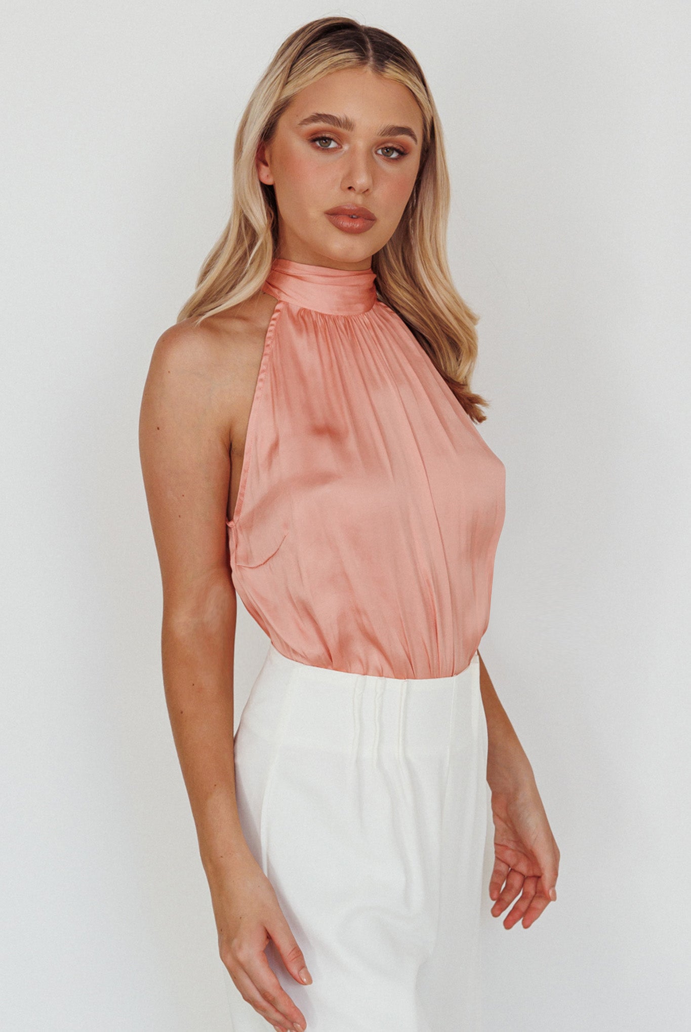Calisto Sleeveless Tied Neck Top Rose by Selfie Leslie