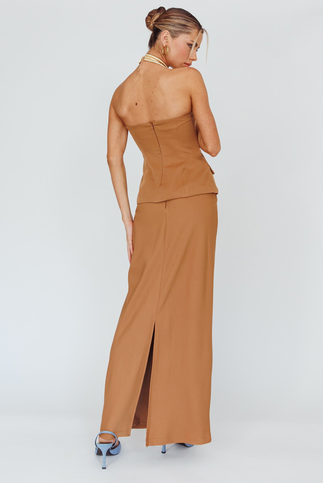 Valencia Flare Midi Skirt Mocha by Selfie Leslie