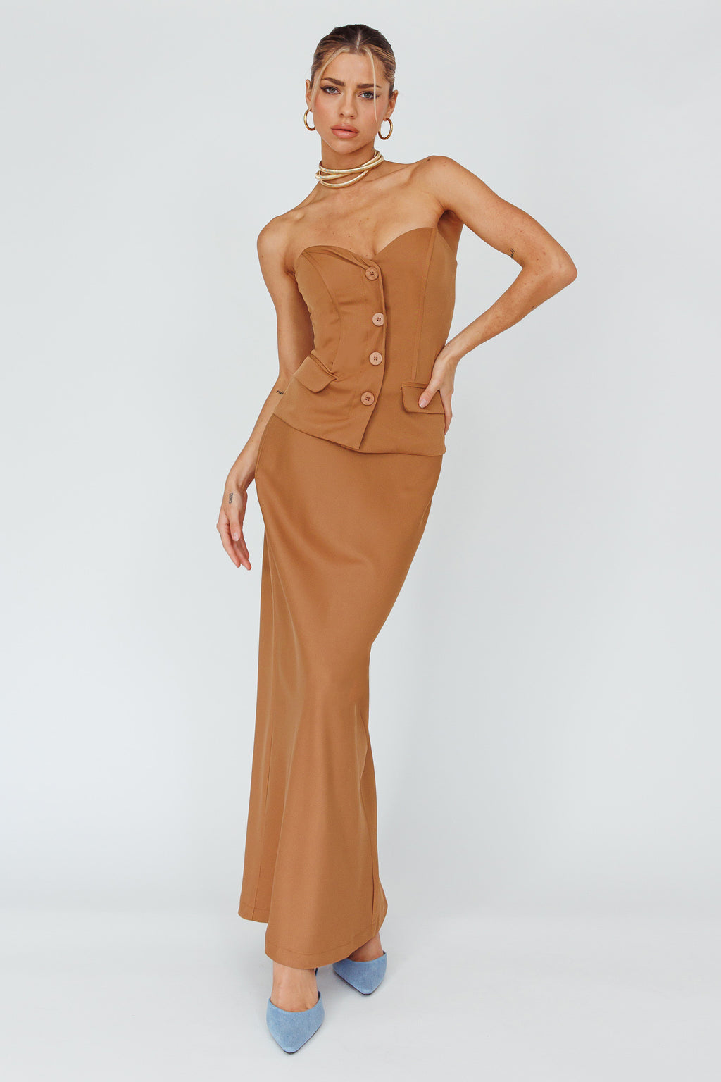 Valencia Strapless Bustier Top Mocha by Selfie Leslie