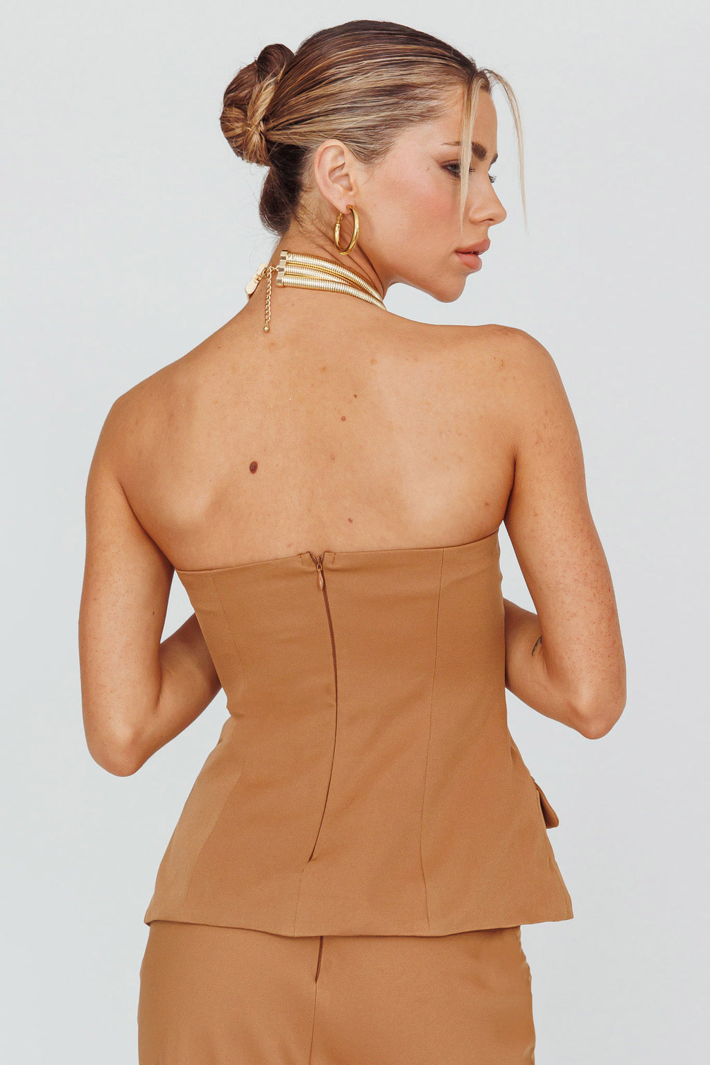 Valencia Strapless Bustier Top Mocha by Selfie Leslie