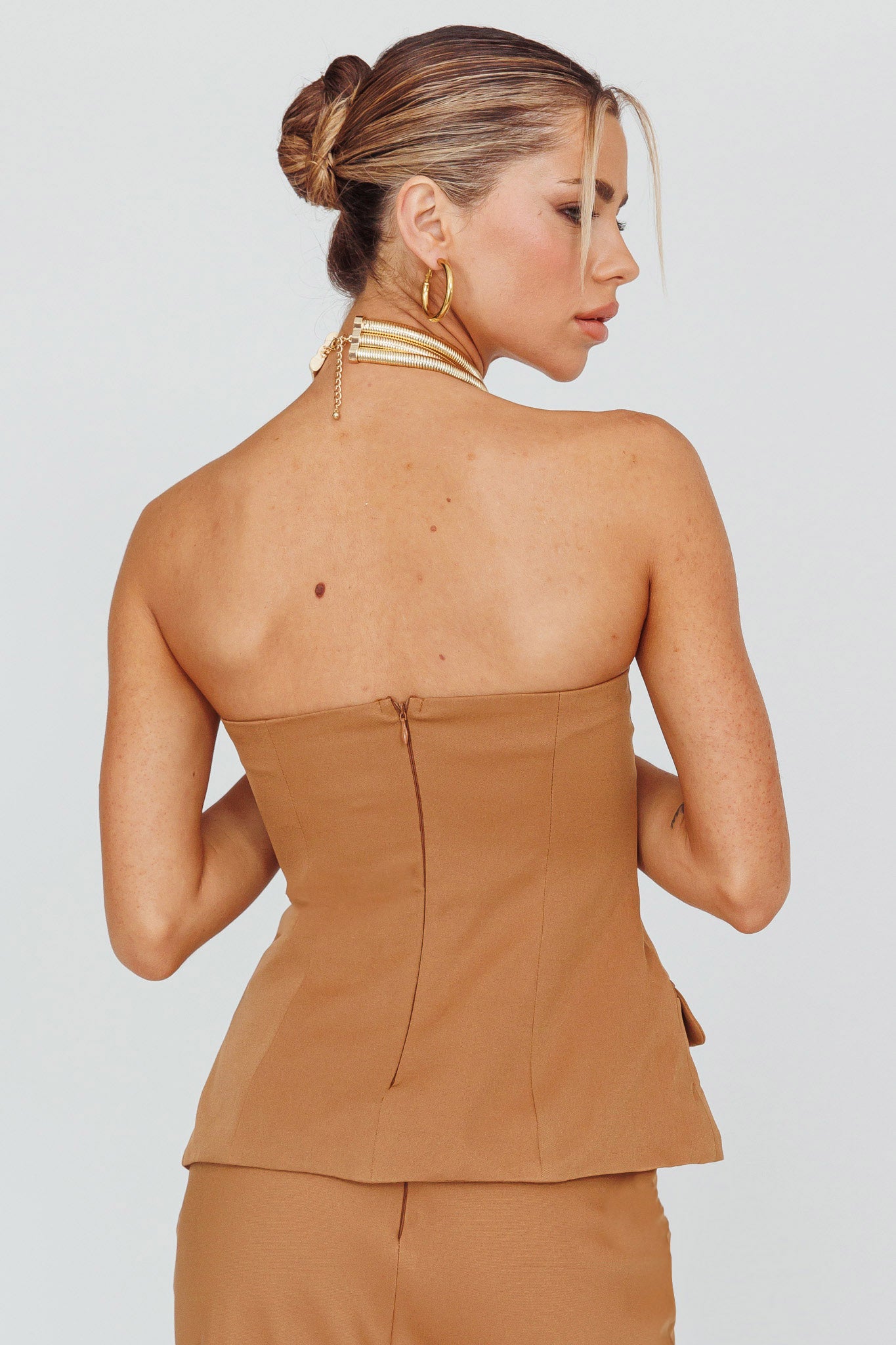 Valencia Strapless Bustier Top Mocha by Selfie Leslie