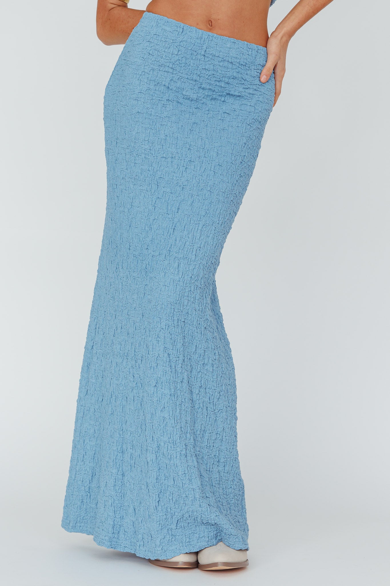 Kalei Textured Midi Skirt Blue by Selfie Leslie