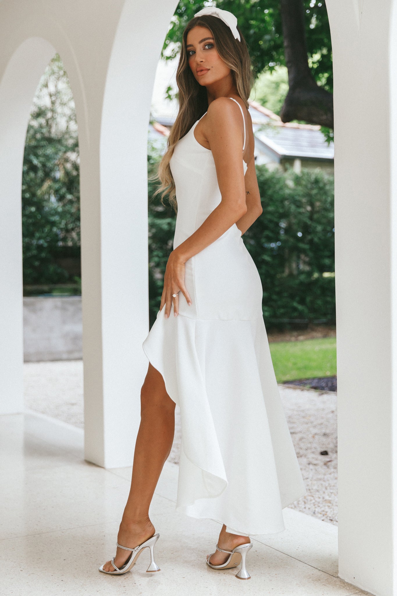 Emoji Asymmetrical Hemline Dress White by Selfie Leslie