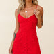 Zahara Lace Overlay Thin Strap Mini Dress Red