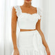 Dreamy On Or Off-Shoulder Frill Crop Top White