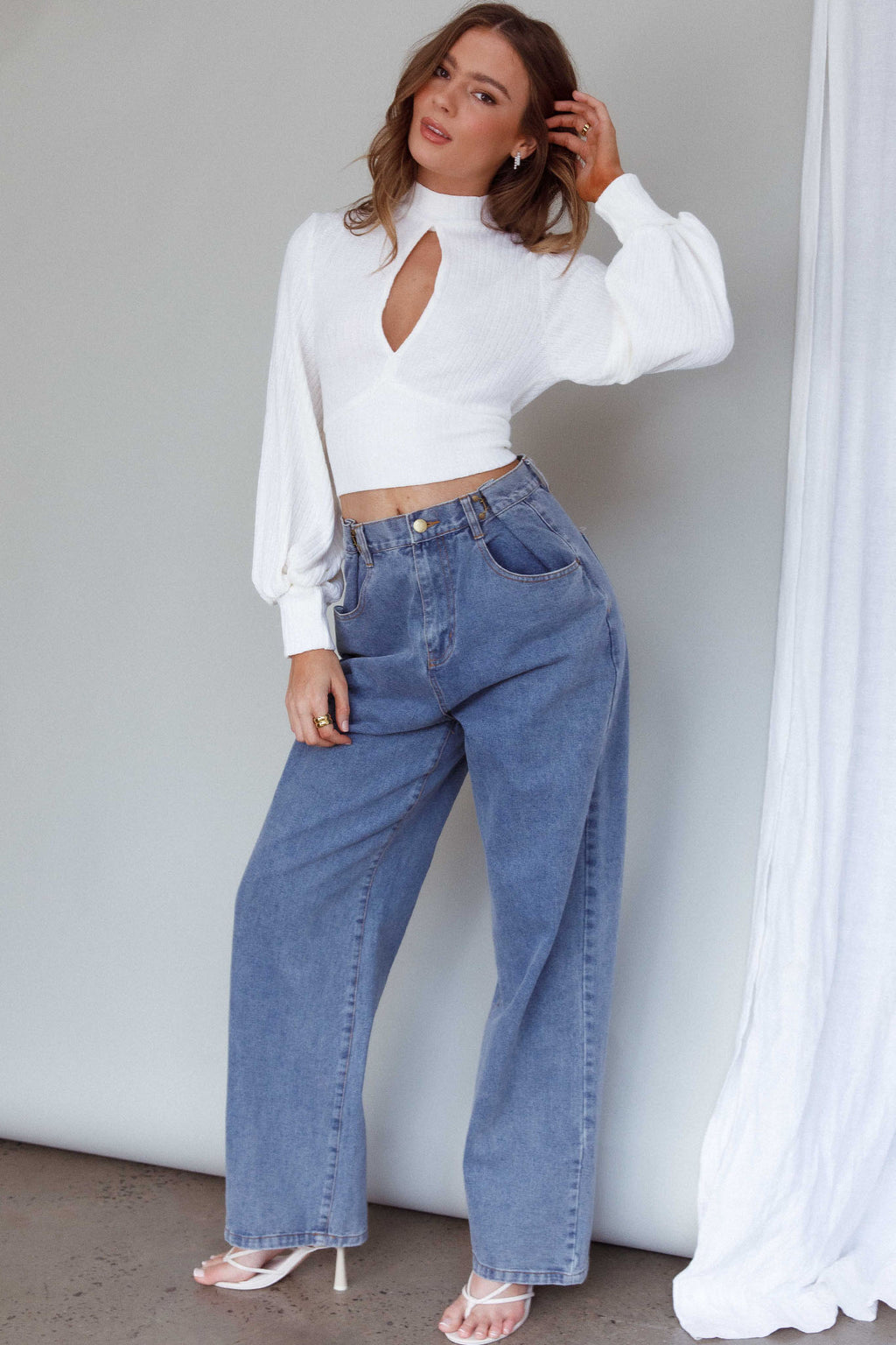 Prove It Keyhole Front Backless Knit Crop Top White by Selfie Leslie