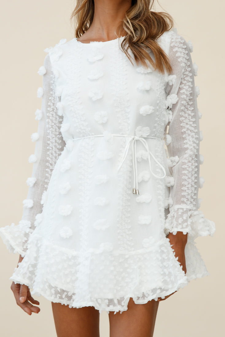 Montville Long Sleeve Embellished Dress White by Selfie Leslie