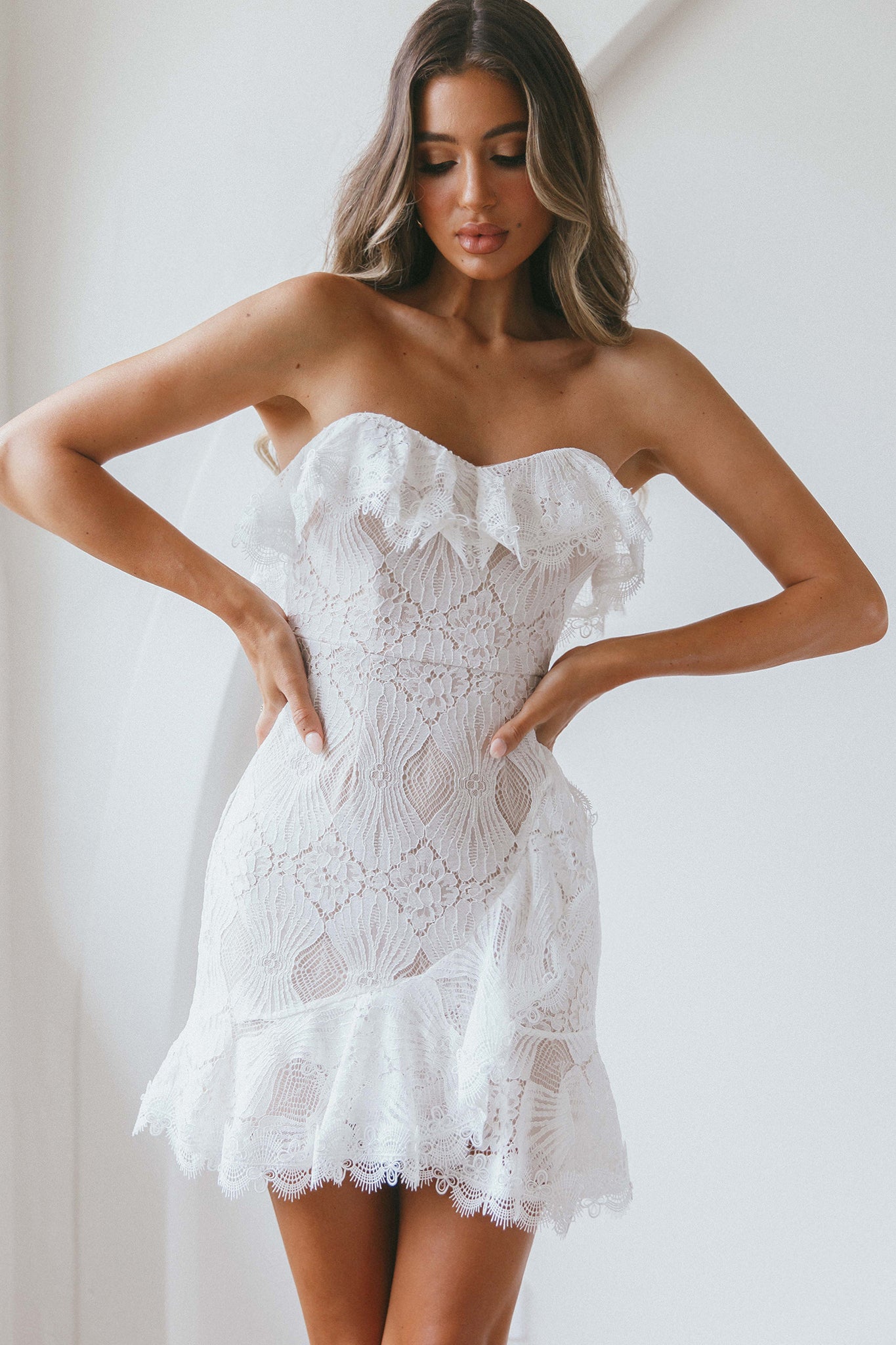 Shop the September Lace Mini Dress White