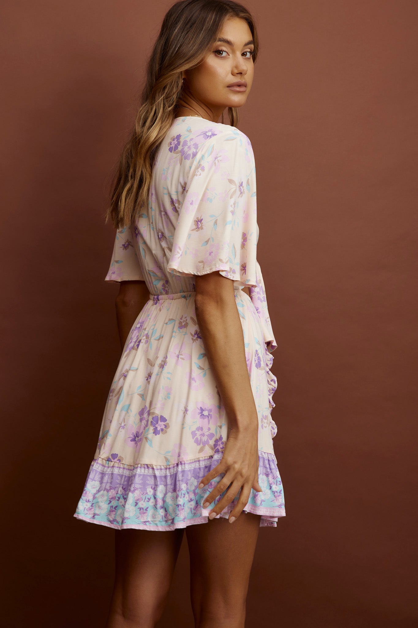 Suva Tie-Knot Bust A-Line Dress Floral Yellow by Selfie Leslie