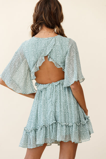 Flissy Angel Sleeve Cut-Out Babydoll Dress White