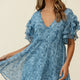 Here And Now Layered Ruffle Sleeve Loose Fit Dress Paisley Print Navy