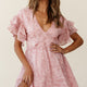Here And Now Layered Ruffle Sleeve Loose Fit Dress Paisley Print Rose