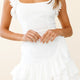 Annie Ruffle Shoulder Strap Layered Hem Mini Dress White