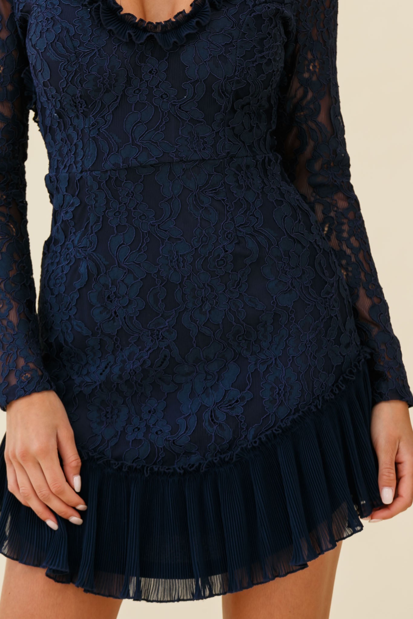 knee length dresses for ladies Abigail Pink Lace Dress with Pearl Accents main image 1