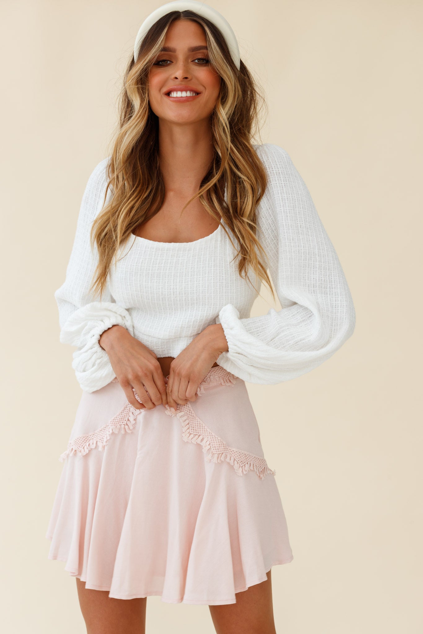 Wildflower Tassel Trim A-line Skirt Pink by Selfie Leslie