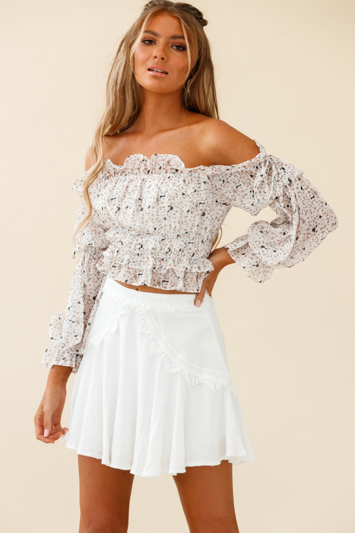 Wildflower Tassel Trim A-line Skirt White by Selfie Leslie
