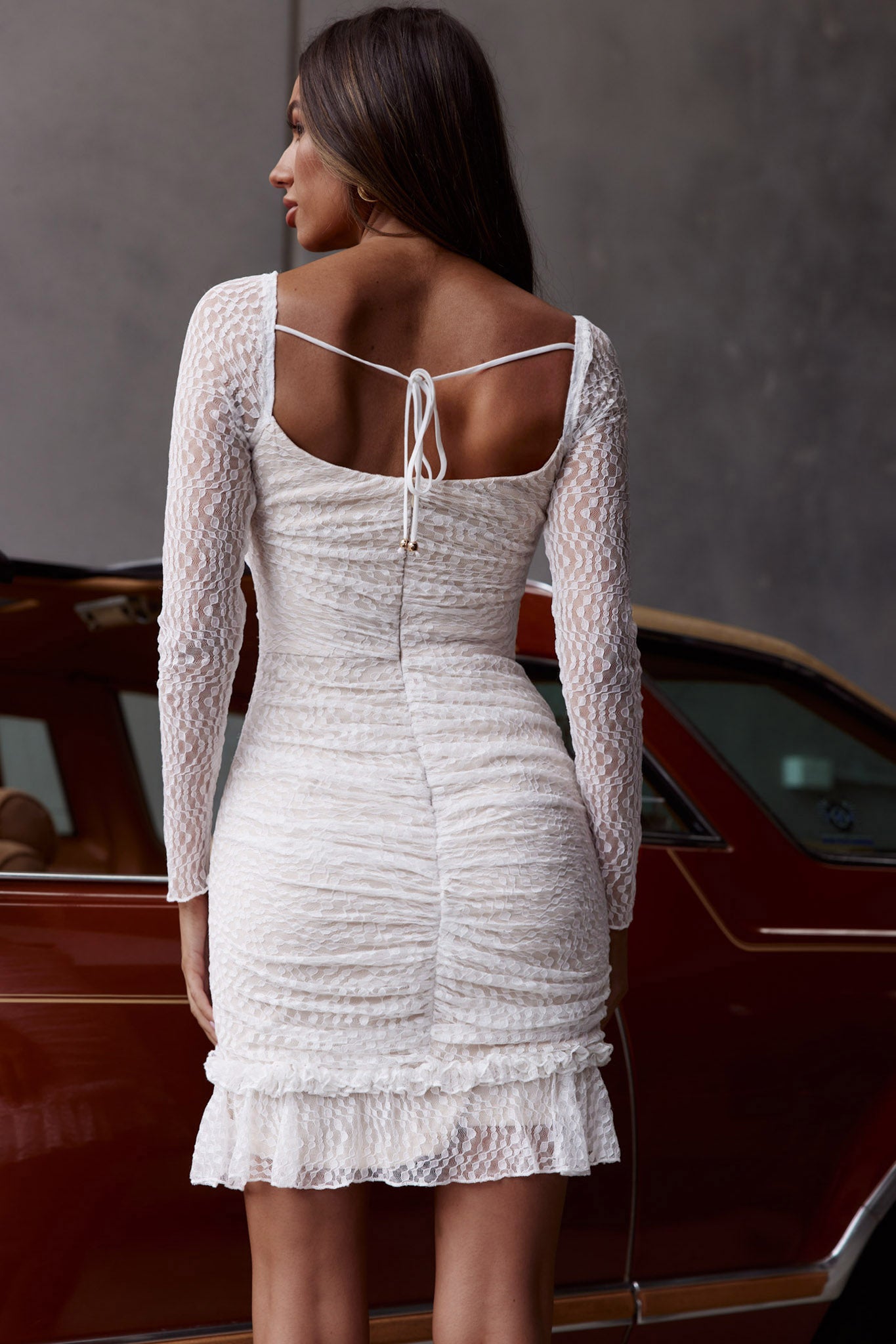 white christmas dresses Kana Black Ruched Mesh Slit Dress | Dresses main image 1