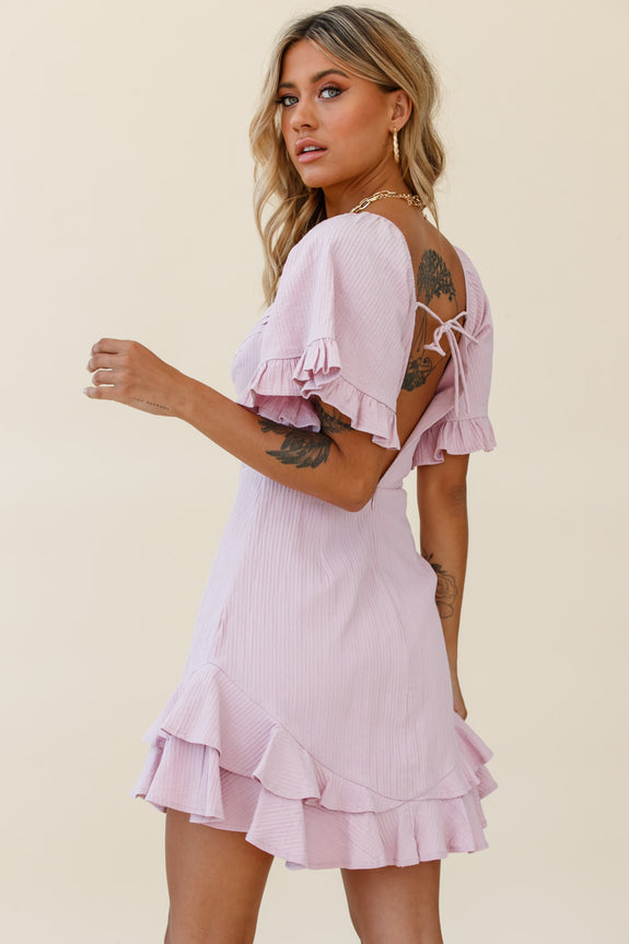 Corina Pleated Bust Long Sleeve V-Back Dress Chocolate