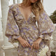 Charade Long Sleeve Corset Back Dress Floral Print Lilac