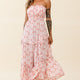 Take Me Away Strapless Maxi Dress Floral Print Blush