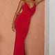Myrah Draped Bust Mermaid Maxi Dress Red
