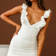 Moonlit Night Ruffle Strap Cut-Out Back Dress White