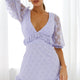Katherine Puff Sleeve Floral Lace Frill Dress Lavender