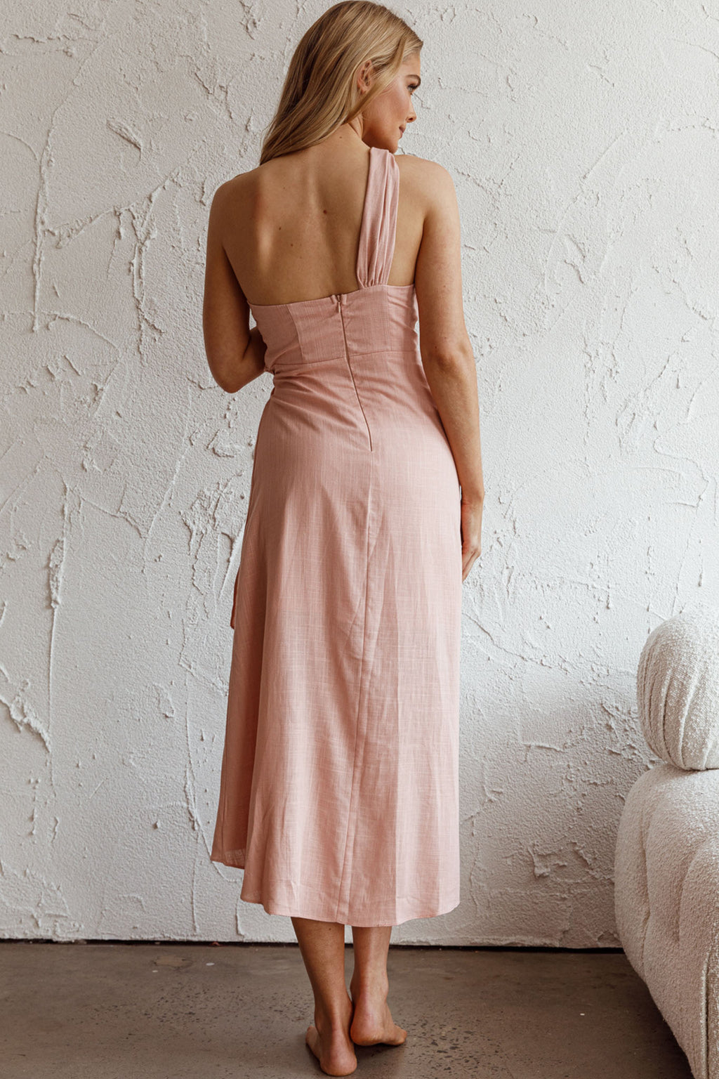 Island Time One-Shoulder Midi Dress Apricot by Selfie Leslie