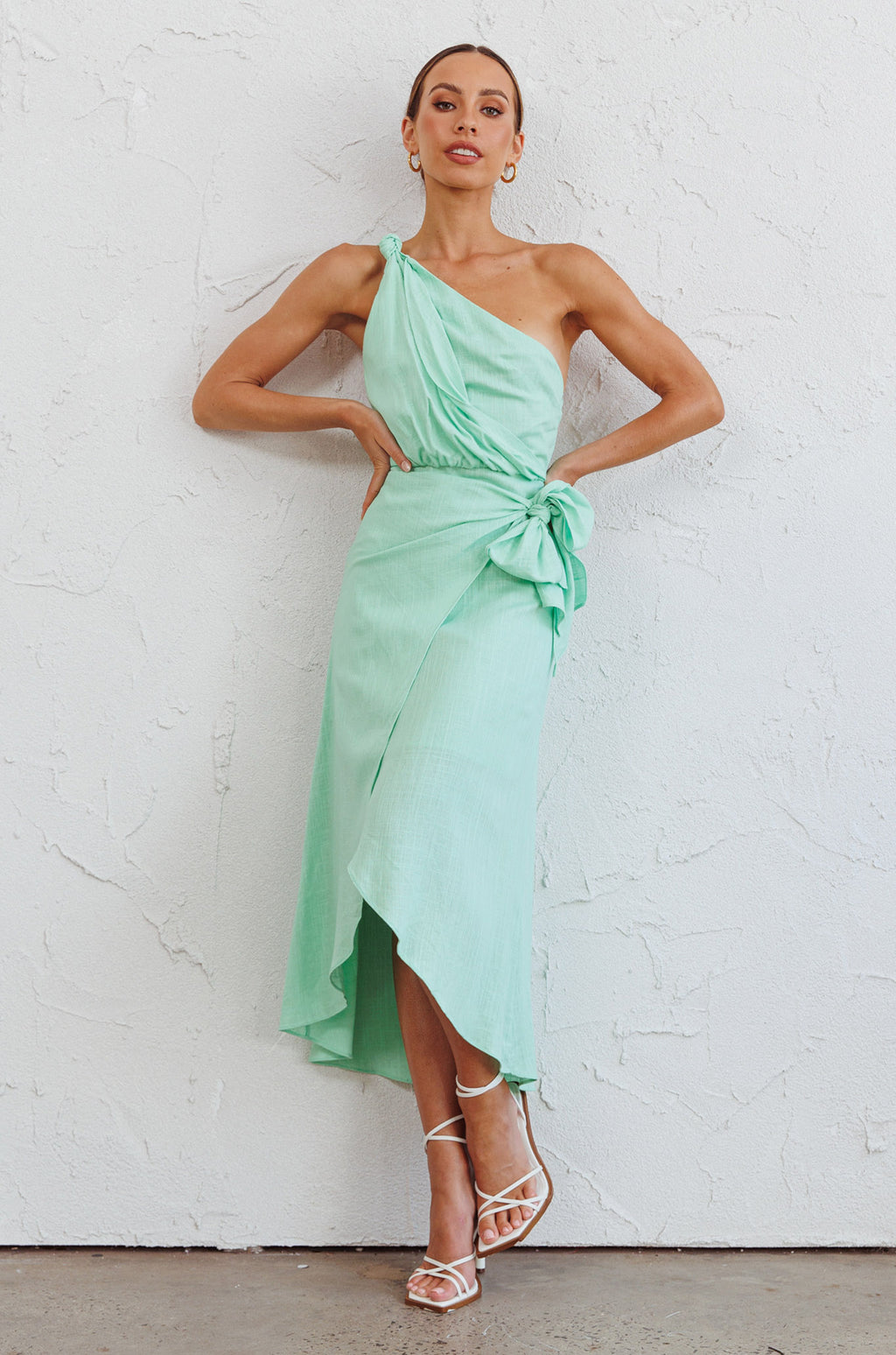 Island Time One-Shoulder Midi Dress Mint by Selfie Leslie