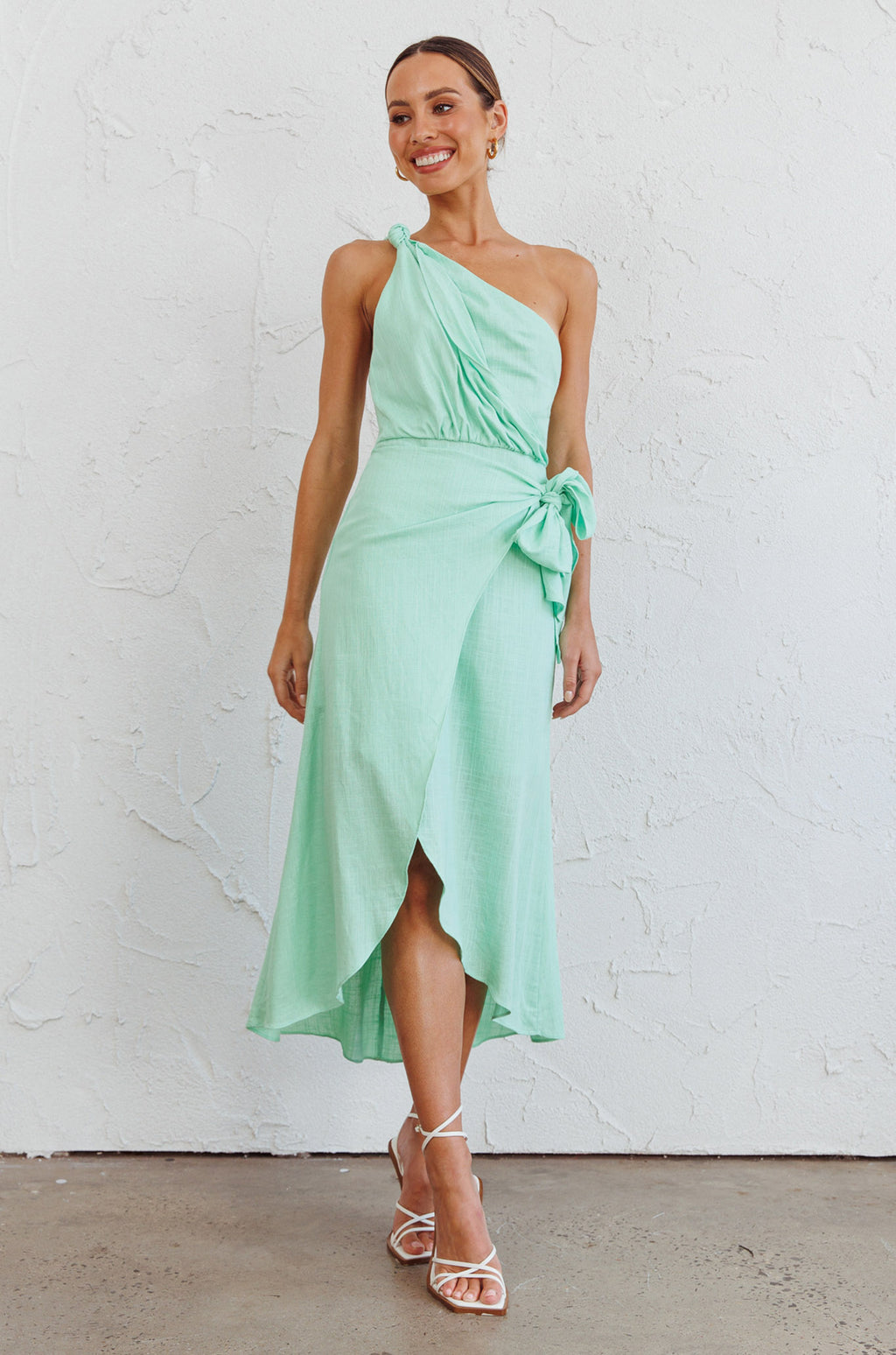 Island Time One-Shoulder Midi Dress Mint by Selfie Leslie