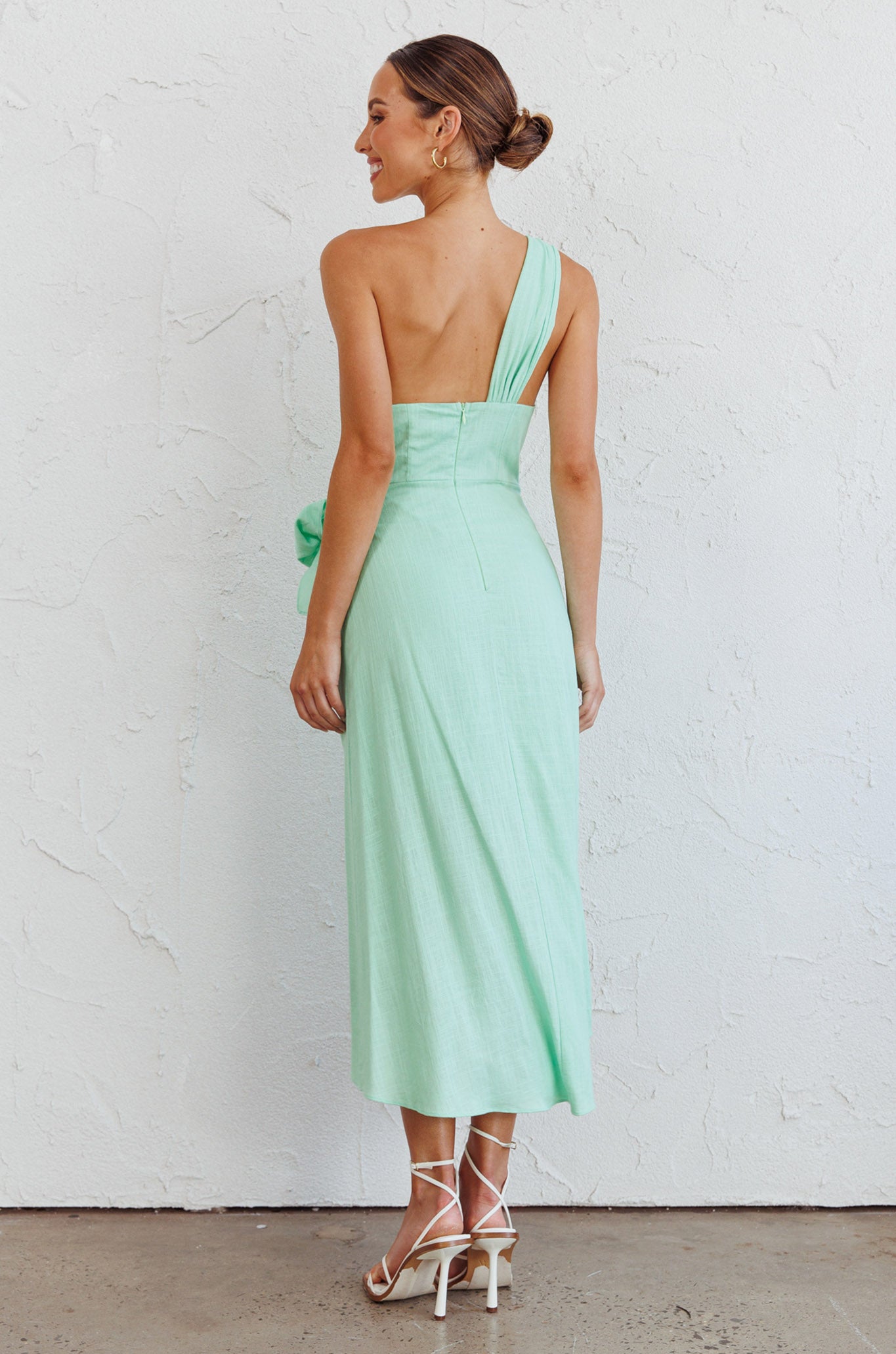 Island Time One-Shoulder Midi Dress Mint by Selfie Leslie