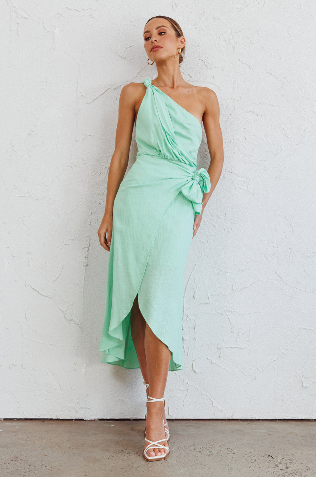 Island Time One-Shoulder Midi Dress Mint by Selfie Leslie