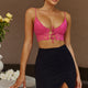Spoil Me Tie Feature Lace Crop Top Hot Pink