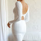 Merlin Long Sleeve Bodycon Knee Length Dress White