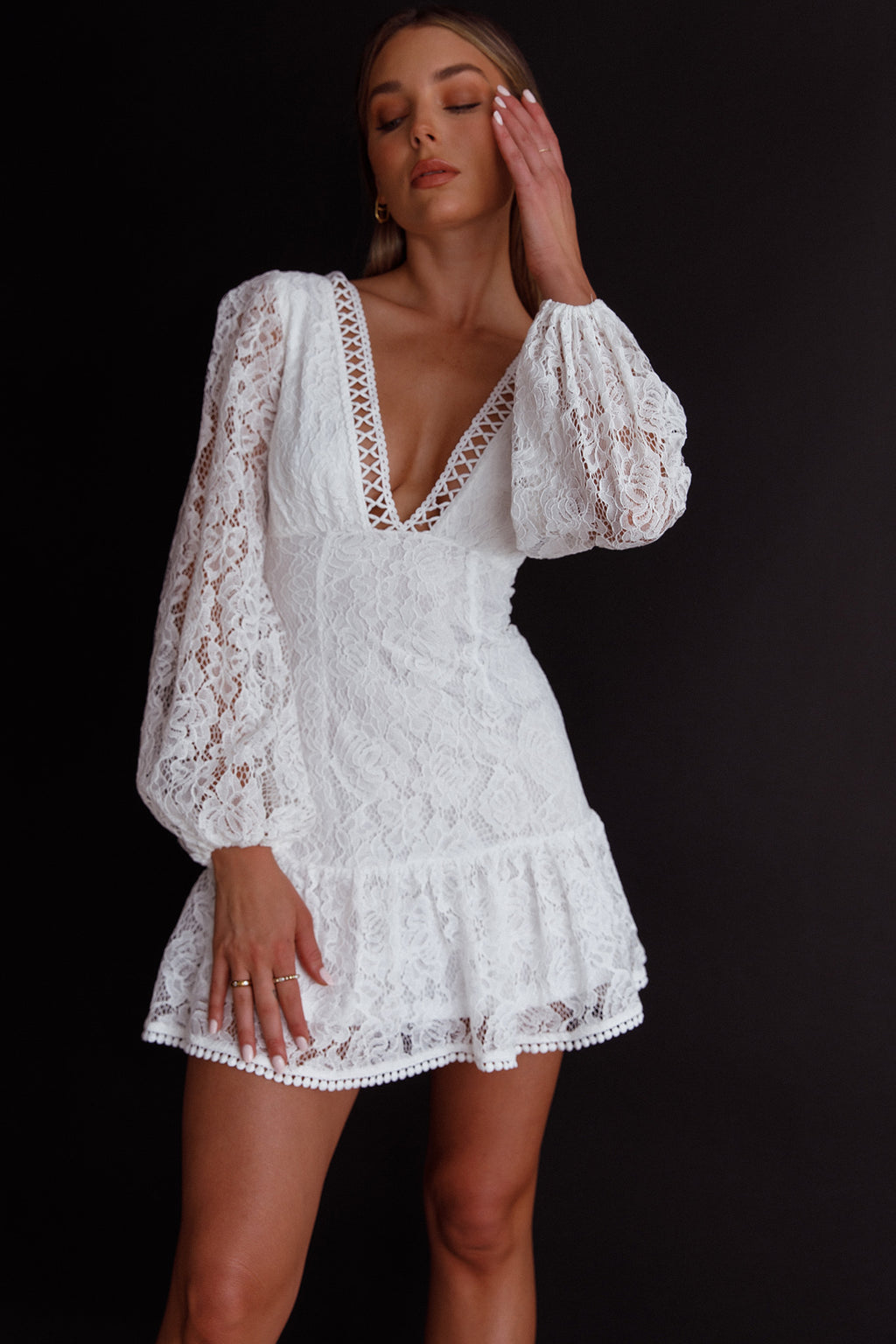 Summer Wine Long Sleeve Lace Dress White by Selfie Leslie