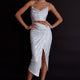 Miami Nights Cowl Neckline Twist Feature Midi Dress Sequin Silver