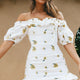 Morning Song Off-Shoulder Frill Trim Embroidery Dress Floral Print Yellow