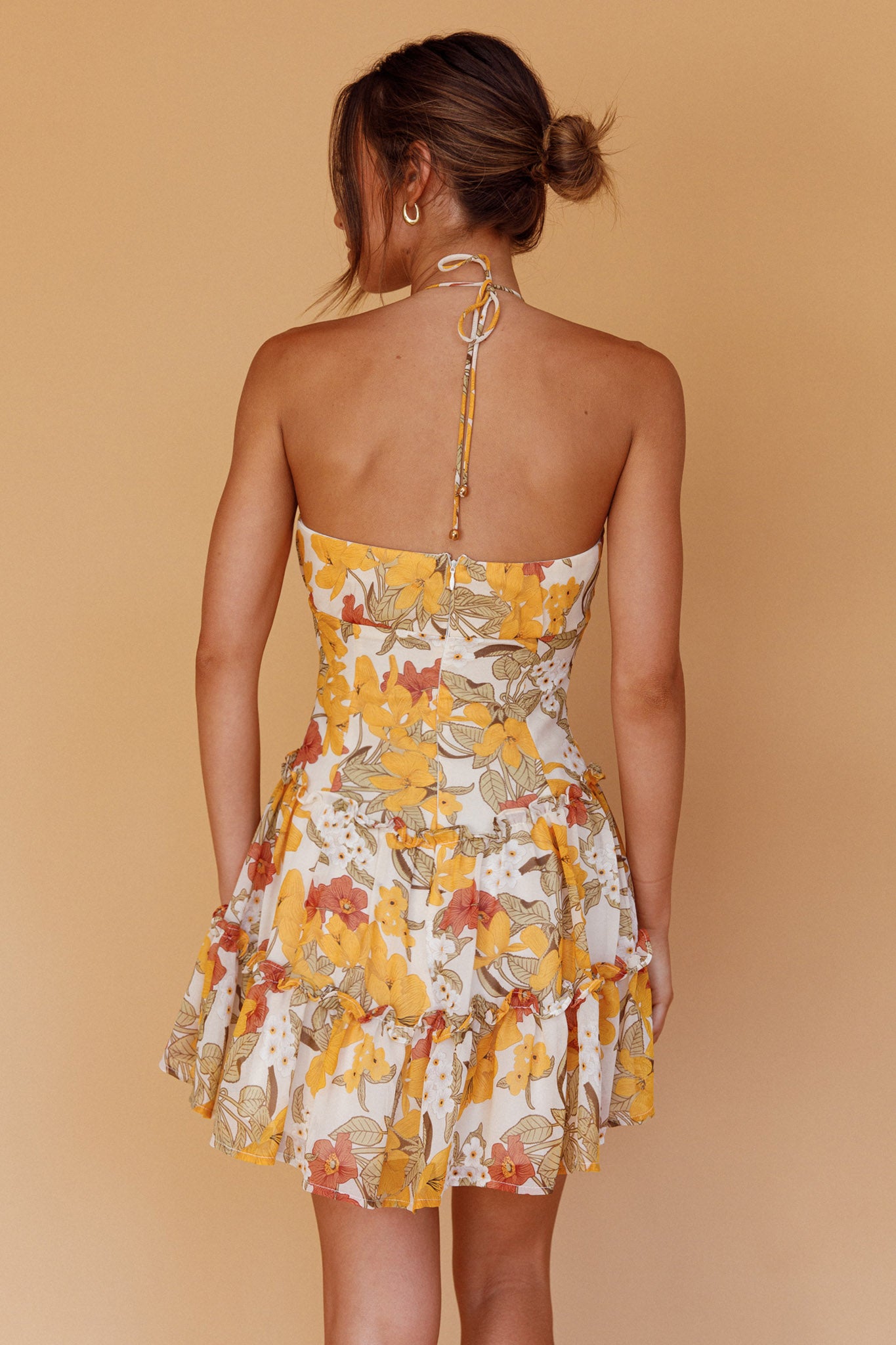 Nikayla Halterneck Mini Dress Floral White by Selfie Leslie