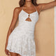 Brooke Cut-Out Bust Ruched Bodice Lace Mini Dress White