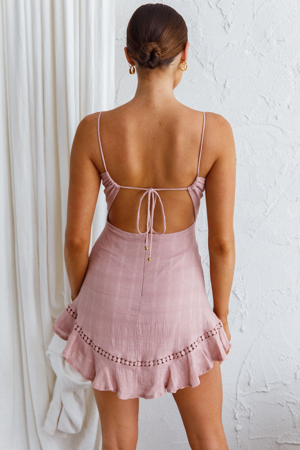 Royale Crochet Lace Trim Dress Mauve by Selfie Leslie