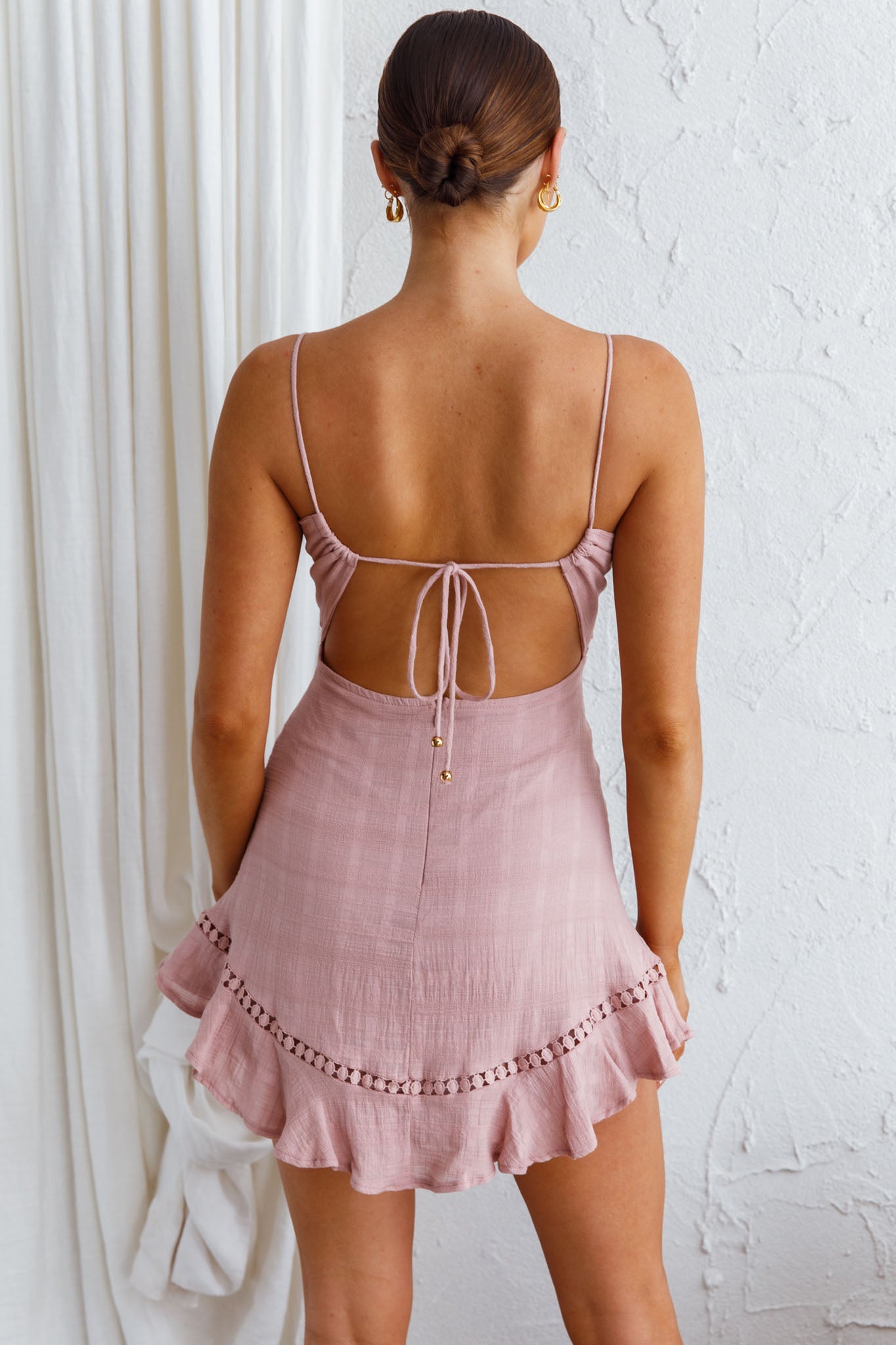 Royale Crochet Lace Trim Dress Mauve by Selfie Leslie