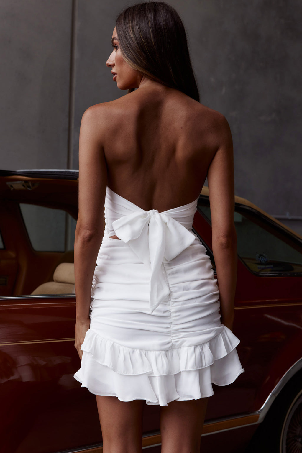 annie ruffle shoulder strap layered hem mini dress white Dresses | Annie Ruffle Shoulder Strap Layered Hem Mini Dress White