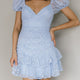 Annabella Puff Sleeve Tied Back Lace Dress Blue