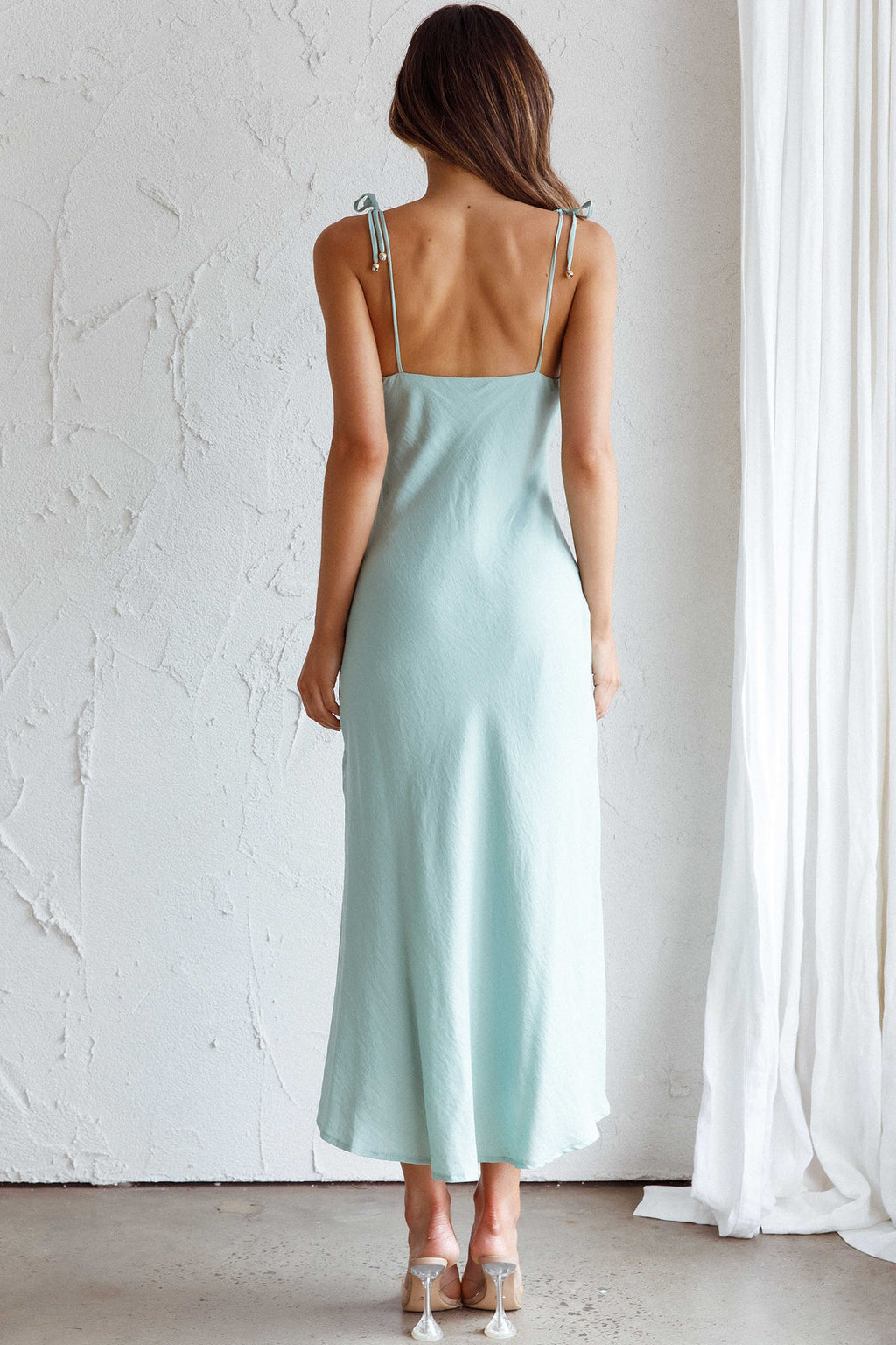 Clovelly Tied Shoulder Midi Dress Sage by Selfie Leslie