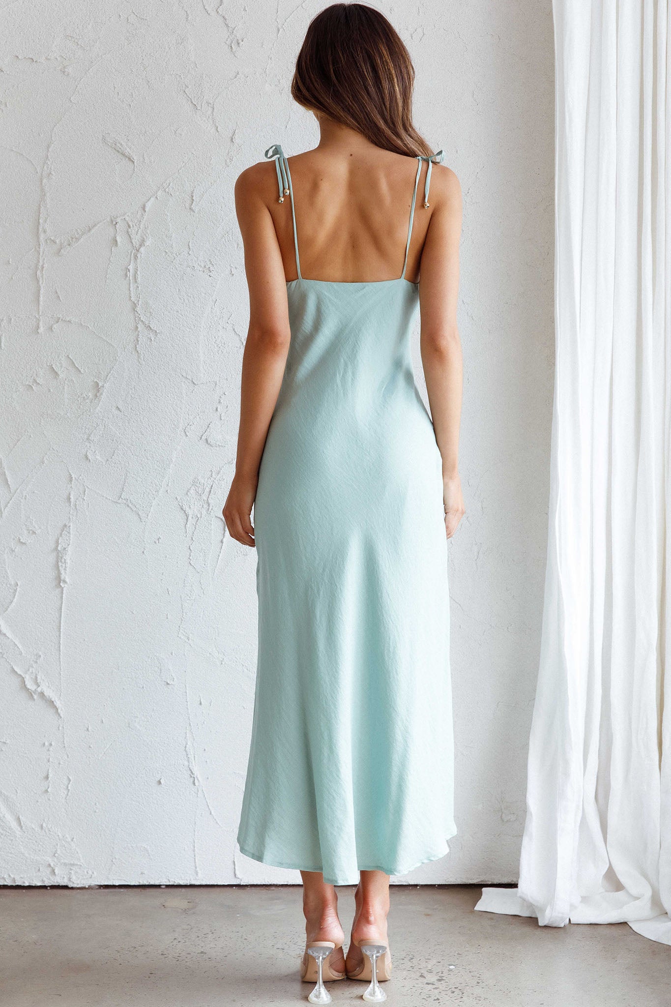 Clovelly Tied Shoulder Midi Dress Sage by Selfie Leslie