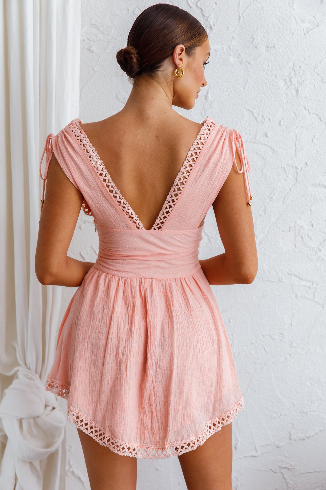 Palais Waistband Mini Dress Peach by Selfie Leslie