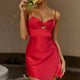 Hearts Beating Keyhole Bust Gathered Side Mini Dress Red