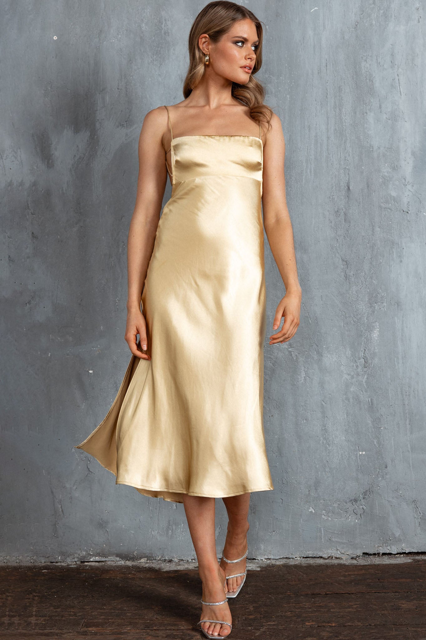 Dolce Life Low Back Midi Dress Lemon by Selfie Leslie